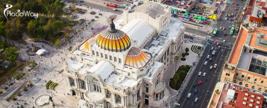 Aerial View of Mexico City Palace of Fine Arts