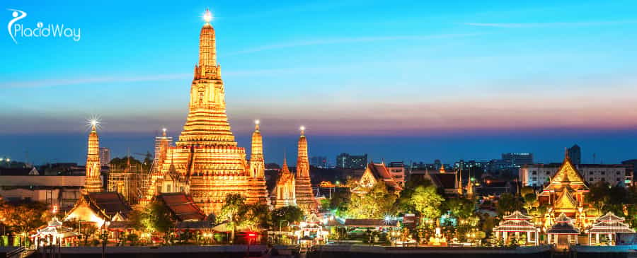 Wat Arun Temple at Night in Bangkok, Thailand