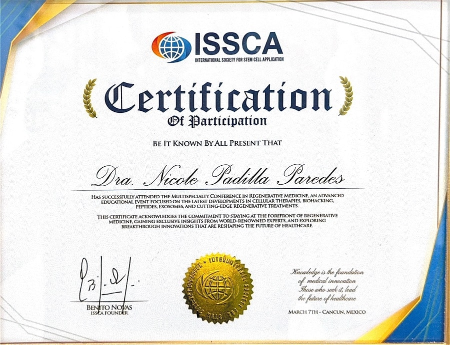 Certificate 1 6 Rejuvstem - Stem Cell Center in Cancun, Mexico