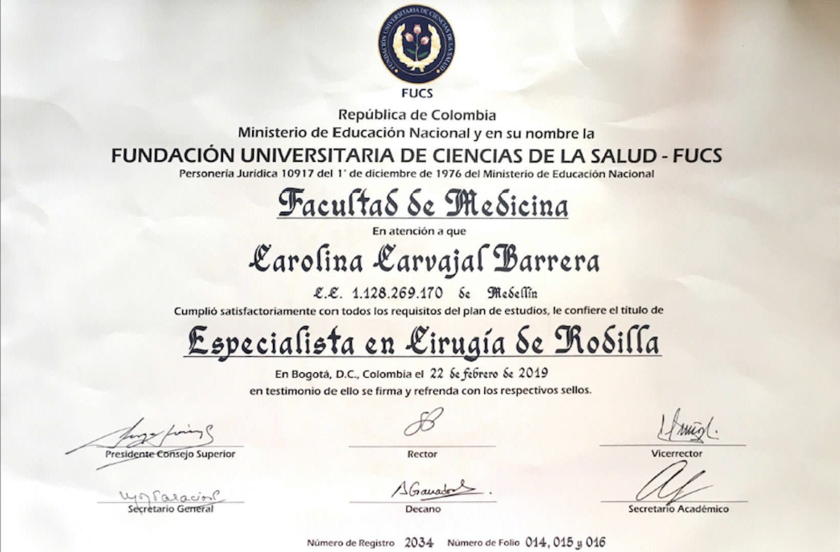 Certificate 5 1 Clinica de Artrosis Medellin - Stem Cell Therapy in Colombia