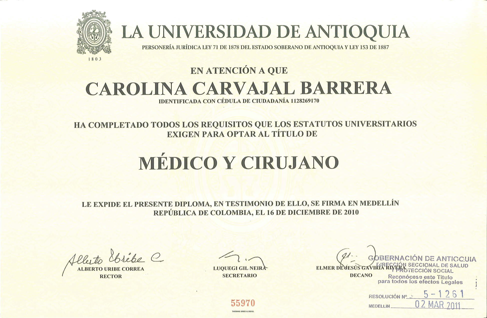 Certificate 6 1 Clinica de Artrosis Medellin - Stem Cell Therapy in Colombia