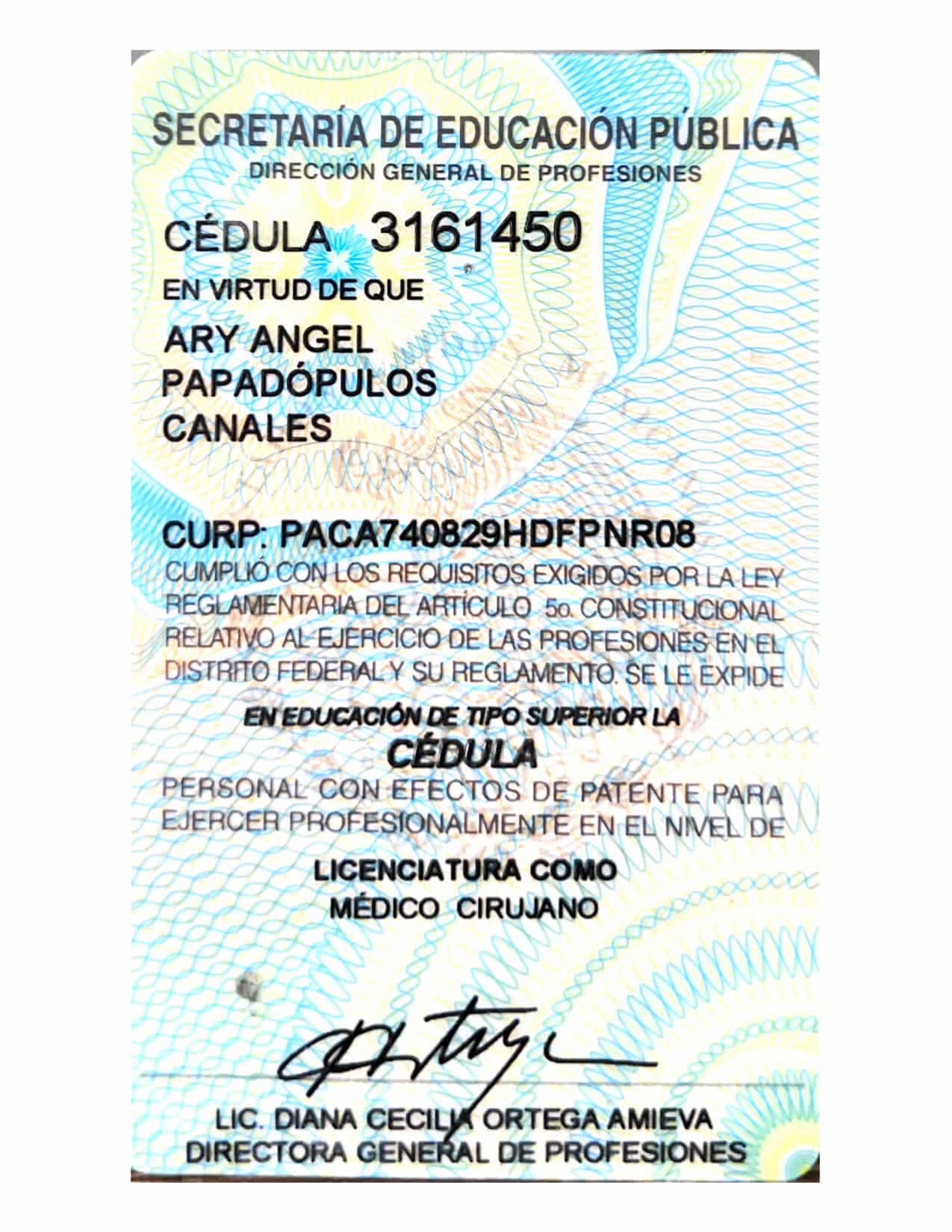 Certificate 2 1 1 Dr. Ary Papadopulos